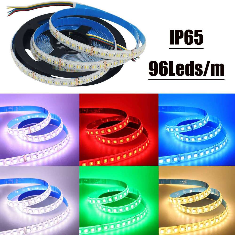 RGB CCT LED Strip DC 12V 24V 5 Colors In 1 Chip SMD 5050 60 96 Leds/M IP21 IP65 Home Decoration Flexible Ribbon Tape Rope Light Z260226