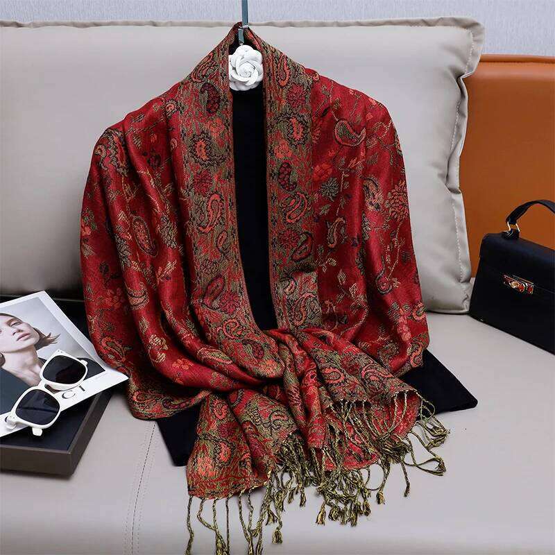 Foulard Paisley Imprime Design Hijabs Pour Cachemire Pashmina Chale Dame Enveloppement Chaud Hiver Foulards Femme Z260226