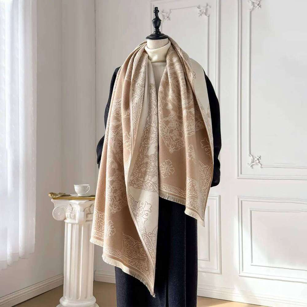 2025 Luxurious Warm Cashmere Poncho Chic Shawl Adorned with Fancy Prints Perfect for Winter as Blanket Wrap or Echarpe Z260226