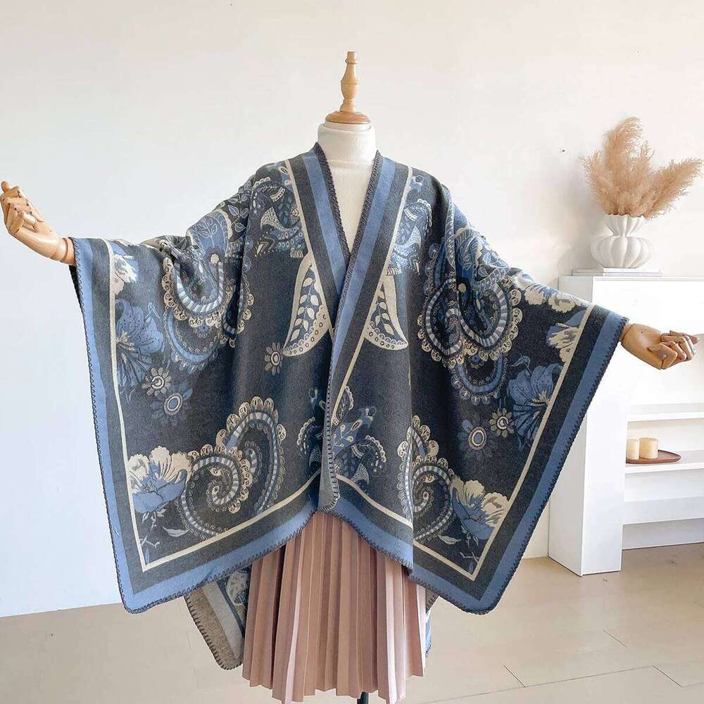 Elegant Jacquard Design Scarf Style Cloak Oversized Shawl - New Imitation Cashmere Soft Warm, Autumn Winter Coldproof Windproof Z260226
