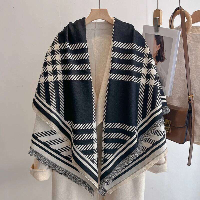 2025 Women's Luxury Brand Cashmere Winter Scarf - Vintage Printed Shawl with Tassels, Pashmina Wrap & Bandana Poncho Z260226