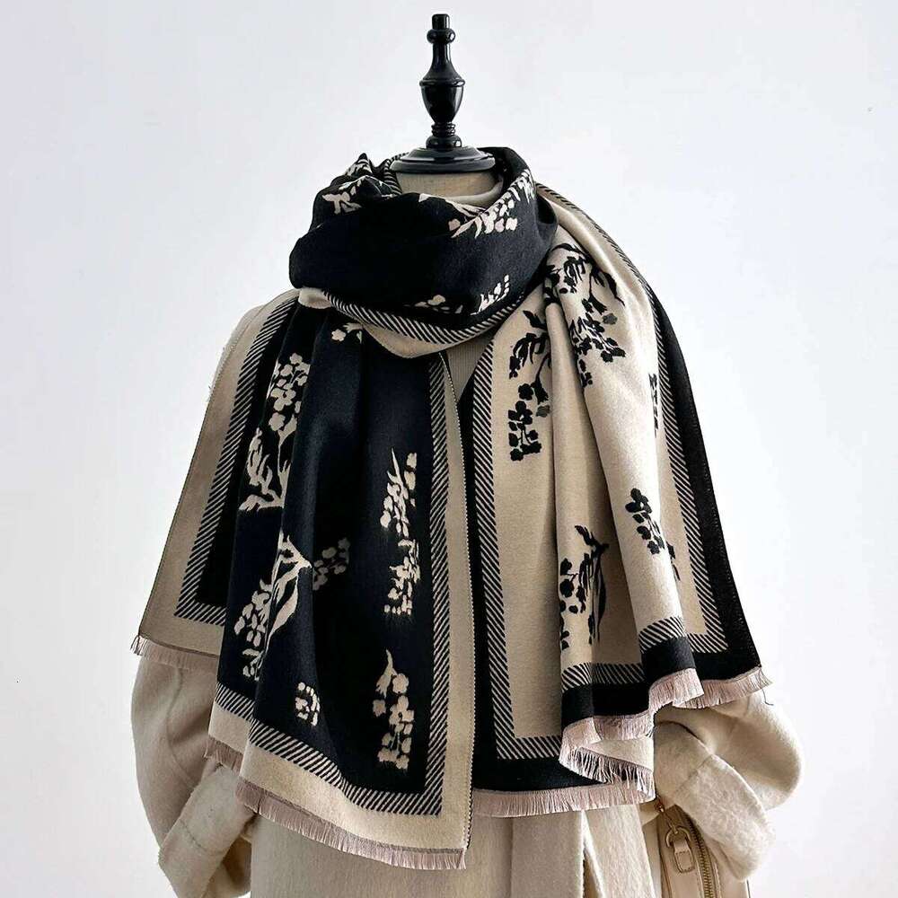 Women Winter Scarf Pashmina Shawls Lady Wraps Thick Warm Floral Pattern Bufanda Echarpe Female Cashmere Imitation Stoles Z260226