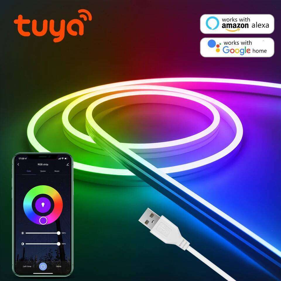 Wifi Smart 5V USB RGB LED Silicone Tube Neon Led Sign Wedding Christmas Light Tape for Tuya Smartlife Room Decoration Z260226