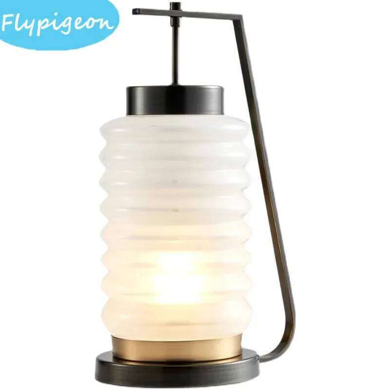 Lantern Luxury Art Glass Table Lamp Modern Creative Simplicity for Living Room Bedroom Office Hotel Night Light Z260227