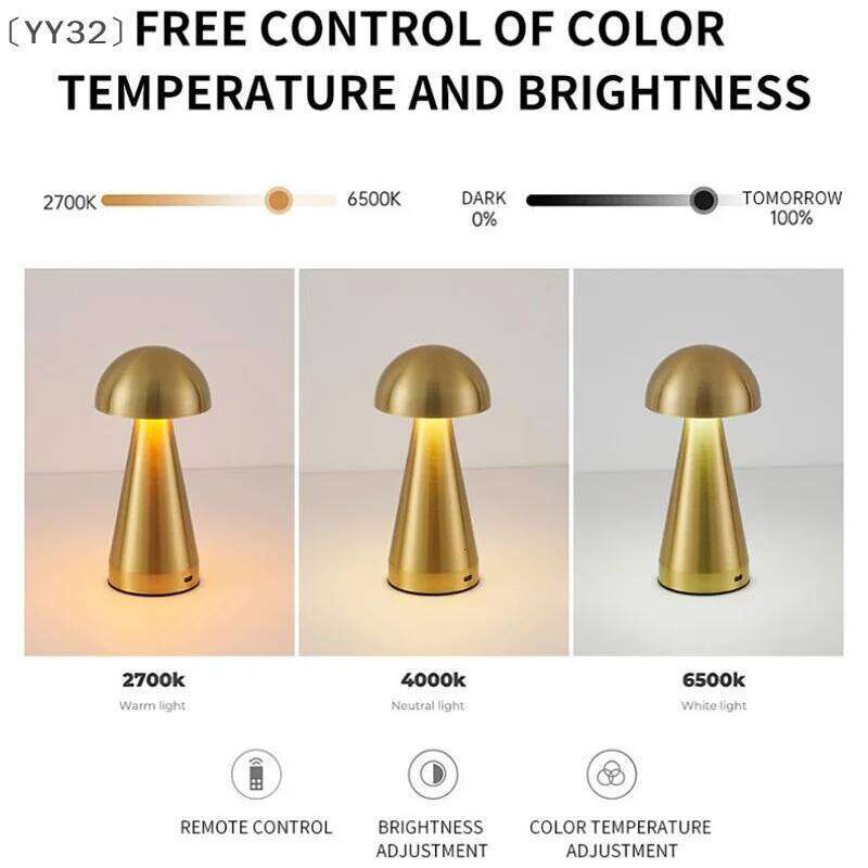 YY32LED Table Retro Mushroom Touch Sensor Bedside Lamp Rechargeable Reading Lights Bedroom Restaurant Bar Decor Lighting Z260227