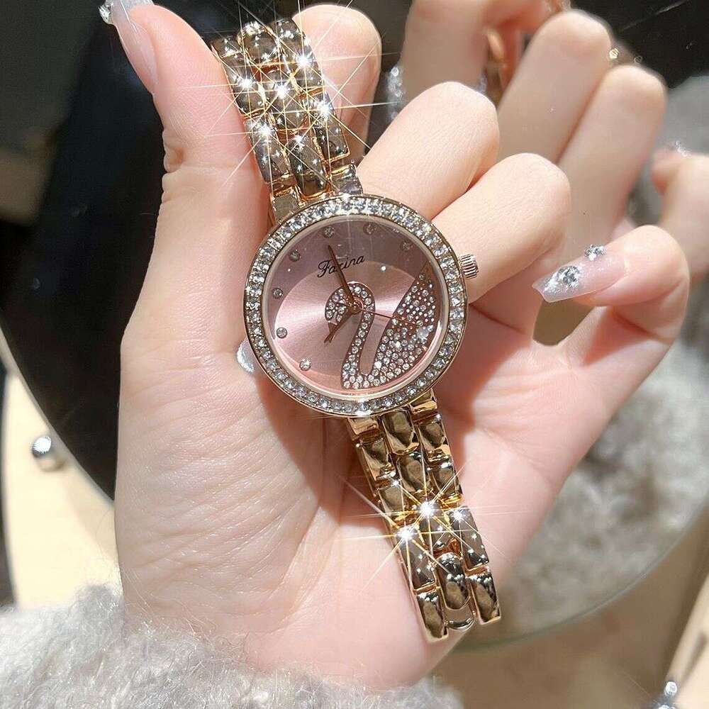 New Model Of Starry Sky Watch, Niche Light Luxury With A High-End Feel, Diamond-Encrusted Swan-Style Bracelet, Women's Quartz Wristwatch