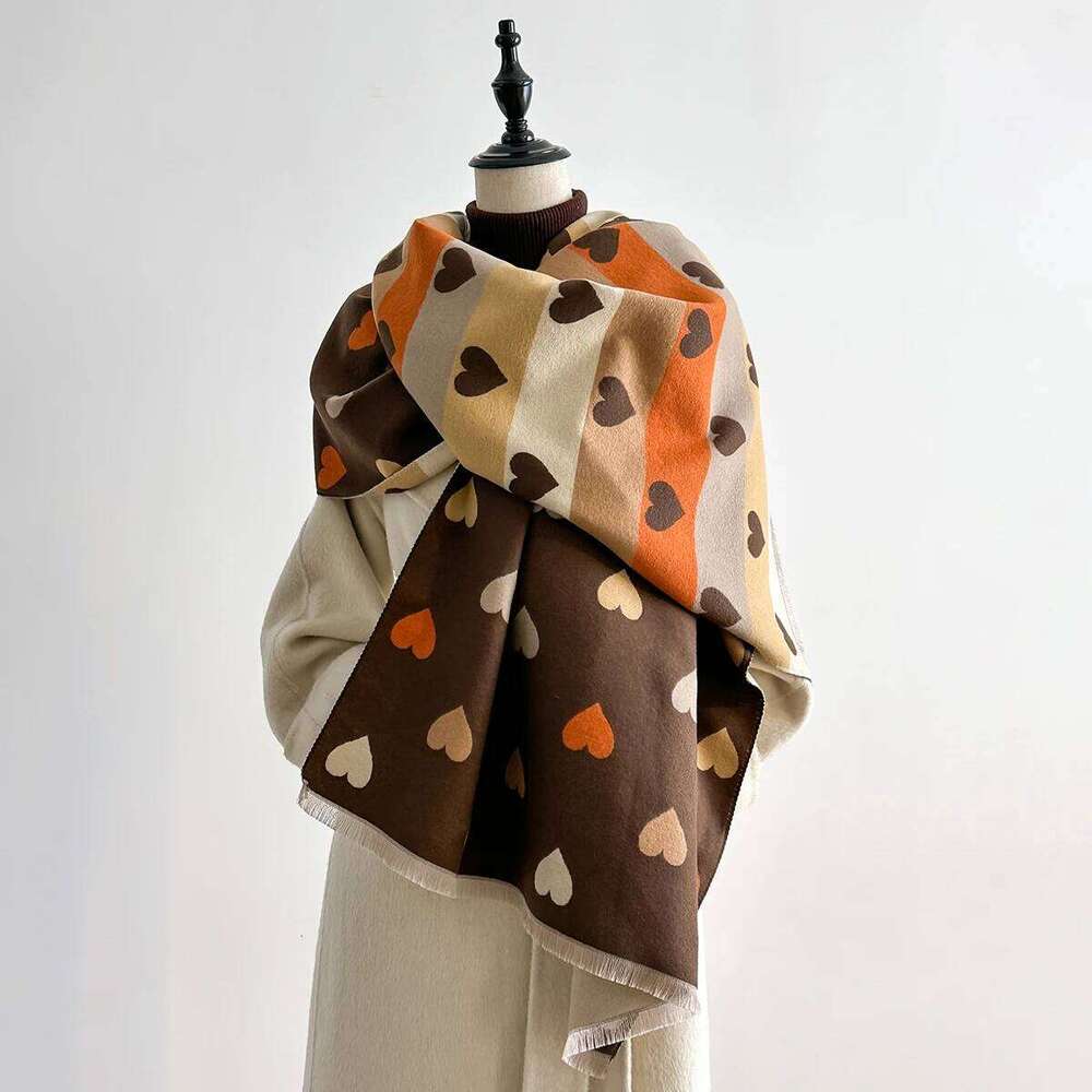2025 Luxury Fashion Womens Heart Pattern Shawl Pashmina Warm Autumn Winter Scarf for Mujer Femme Stylish Accessory Bufanda Z260226