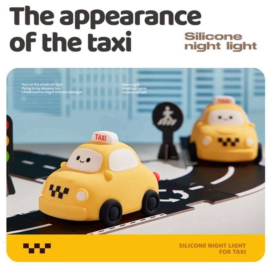 Cartoon Car Led Night Light Bedroom Bedside Table Lamp Kids Birthday Christmas Gifts Rechargeable Dimmable Silicone Boy Toys Z260227