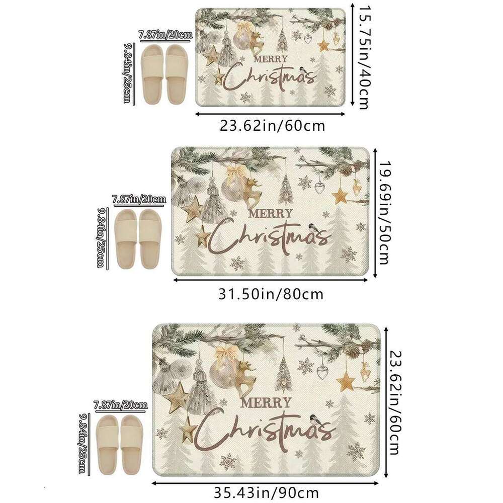 VIKAMA White Christmas Tree Pattern Bedroom, Living Room, Hallway Entrance Mat Soft Comfortable Rug Home Decor H260226