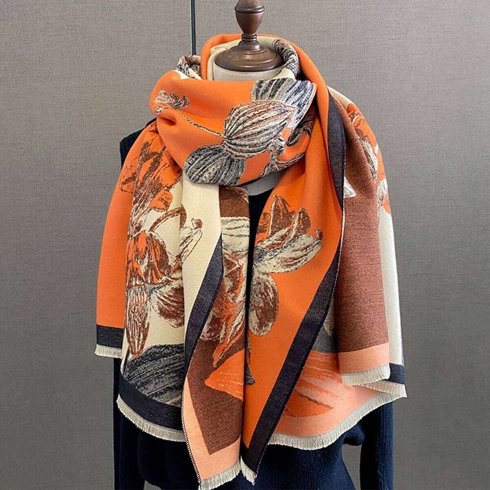 VISROVER Luxury Brand Woman Fashion Female Shawls Cashmere Handfeeling Wraps Flower Weave Winter Hijab Scarf Z260226