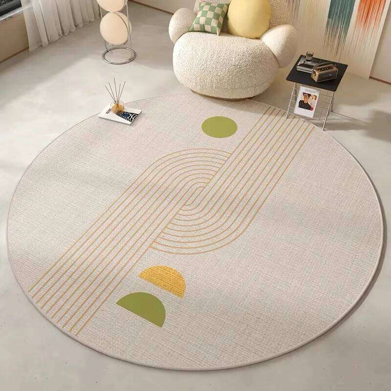 Nordic Style Round Flannel Carpet for Living Room, Bedroom Soft Waterproof Floor Mat, Makeup Mirror Rug, Office H260226