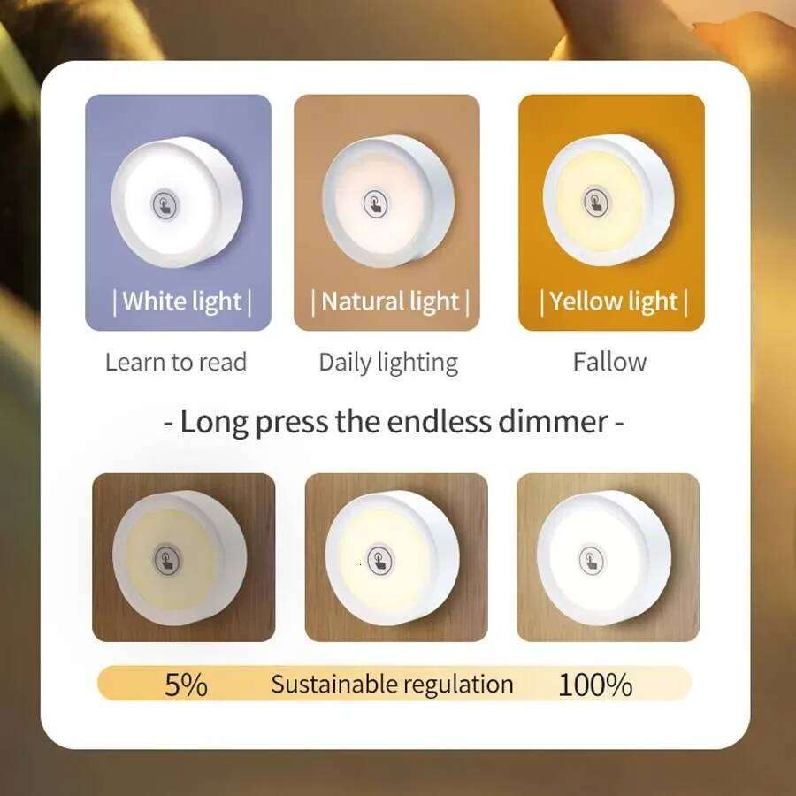 Mini LED Touch Button Need AAA Battery Magnetic Wall Light Dimmable Wireless Bedroom Kitchen Stair Night Lamp Z260227