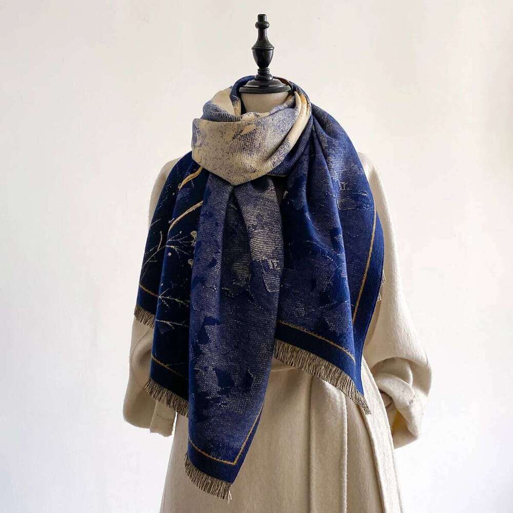 Luxury Womens Winter Thicken Wrap Shawl High Quality Two-Sided Imitation Cashmere Jacquard Scarf Ladies Brand Design Pashmina Z260226