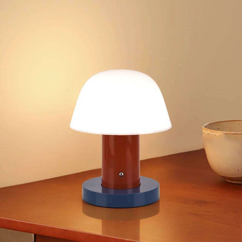 Mushroom table lamp bedroom bedside ambient LED touch switch USB charging restaurant coffee room decorative light Z260227