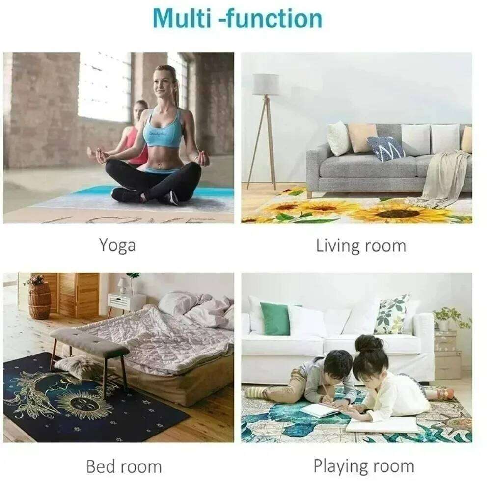Vintage Bohemian Carpet Washable Non-Slip Soft Polyester Fiber Area Rug for Bedroom, Living Room Mat Office Decor H260226