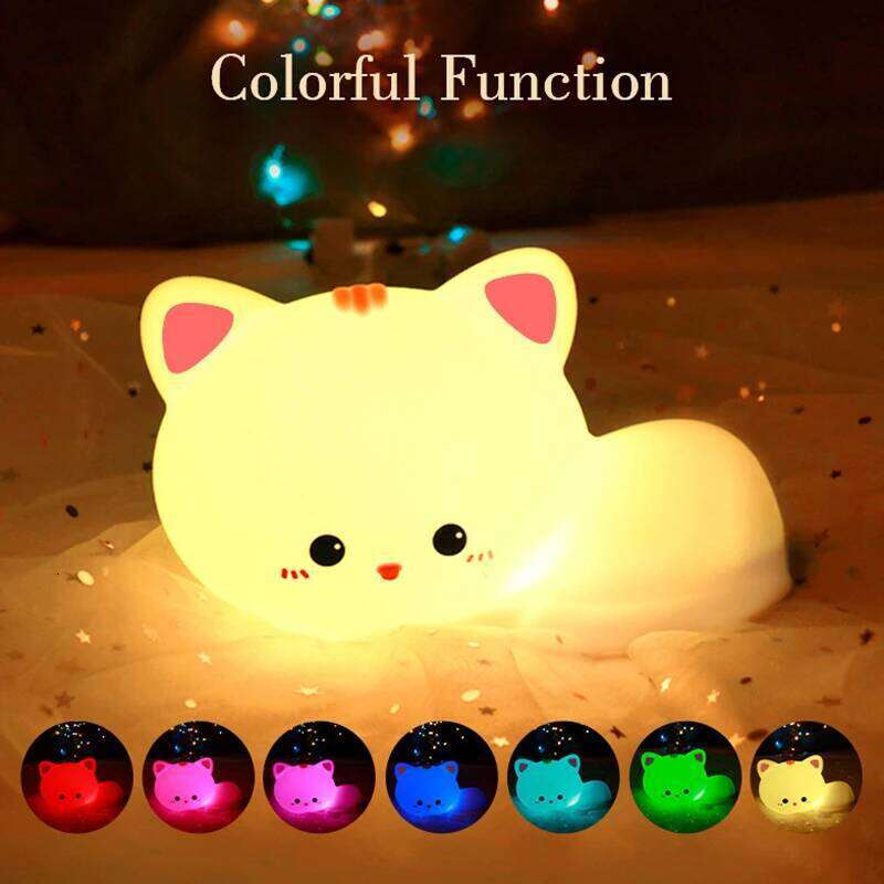 Cute cat silicone nightlight flaps color-changing decorative room lights to accompany children's toys and gifts at night Z260227