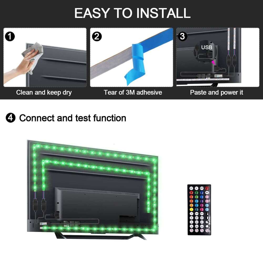 5V RGB Strip Kit USB Powered Music Sync Bluetooth/3Key/44Key Control Dimmerable Flexible Indoor TV BackLighting LED Lights Z260226