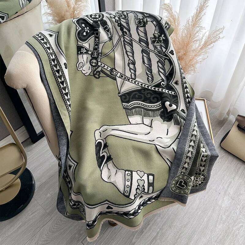 2025 New Brand Luxury Warhorse Scarf for Women Warmer Winter Cashmere Pashmina Scarves Shawls Female Thick Blanket Wraps Foulard Z260226