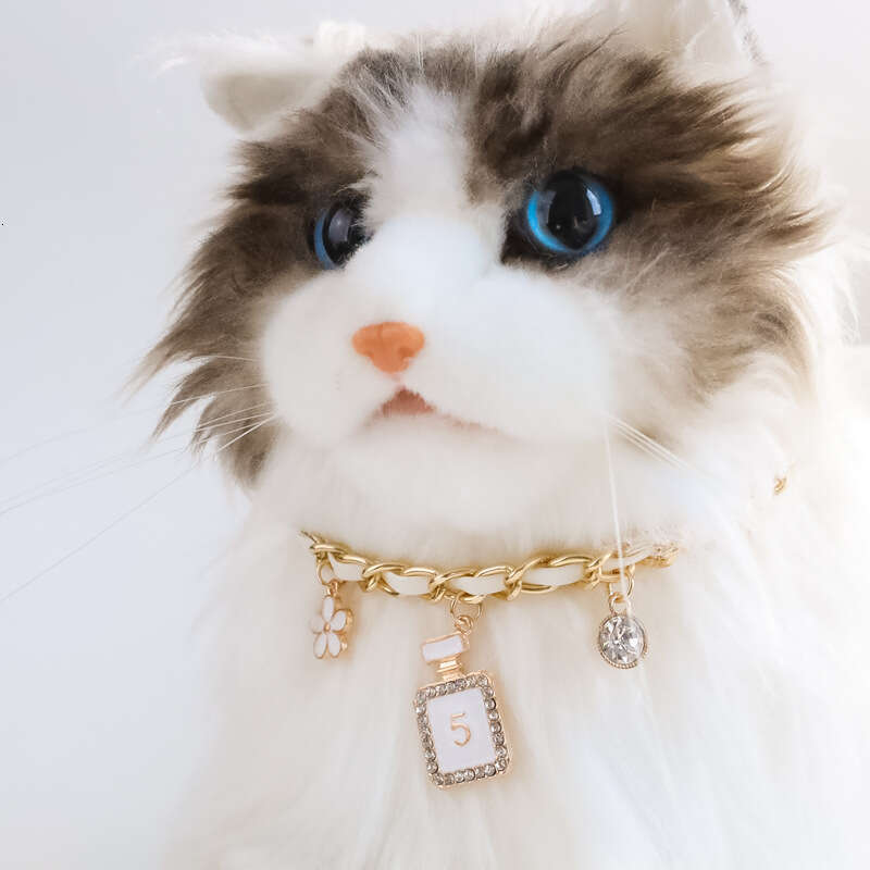 Dog Collar Pet Charms Pet Collar for Kittens and Dogs Pearl Necklace Luxury Accessories Rhinestone Sparkle with Perfume Bottle Charms