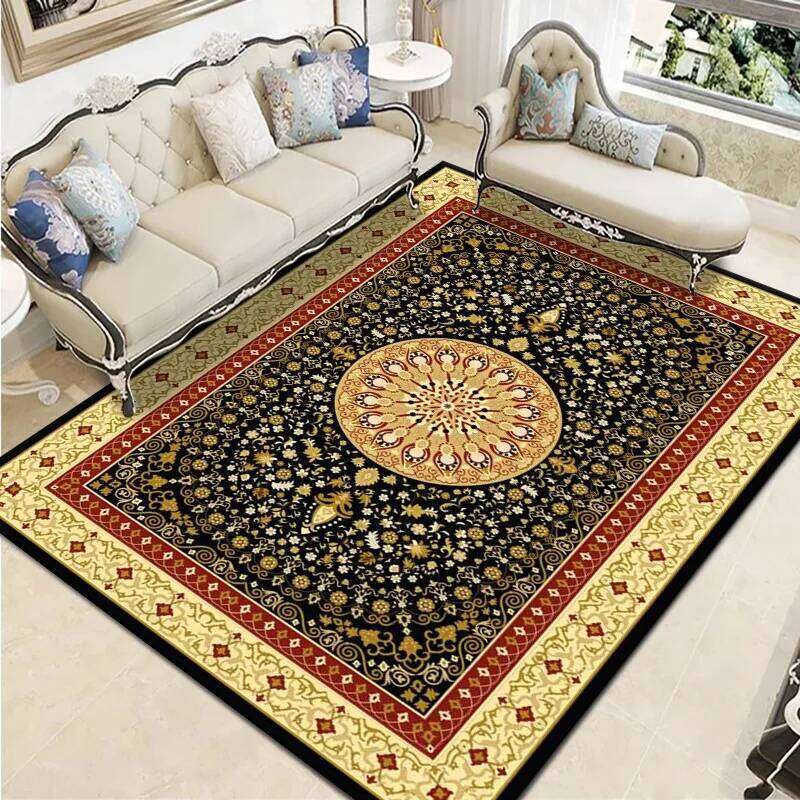 VIKAMA Bohemian Vintage Crystal Flocking Carpet Large Area Living Room Mat Bedroom Office Rug Muslim Prayer Home Decor H260226
