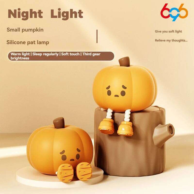 New Cute Night Light Dimmable Silicone Cartoon Pumpkin Lamp With Timer Rechargeable Touch Nightlight For Nursery Bedroom Z260227