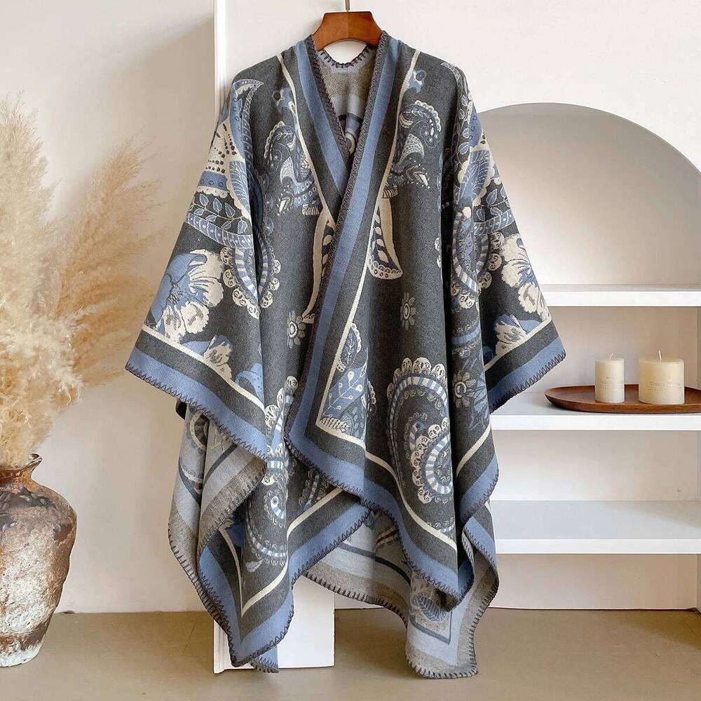 Elegant Jacquard Design Scarf Style Cloak Oversized Shawl - New Imitation Cashmere Soft Warm, Autumn Winter Coldproof Windproof Z260226