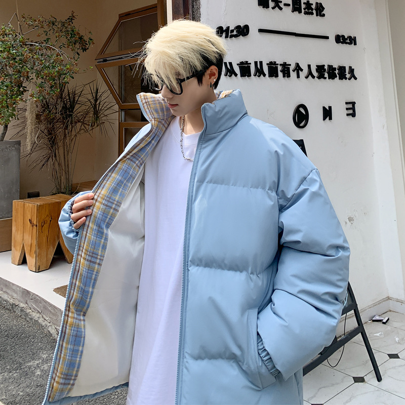 Men's 2026 New Winter Plaid Stand Collar Puffer Jacket, Fleece Lined Thickened Warm Cotton Padded Coat
