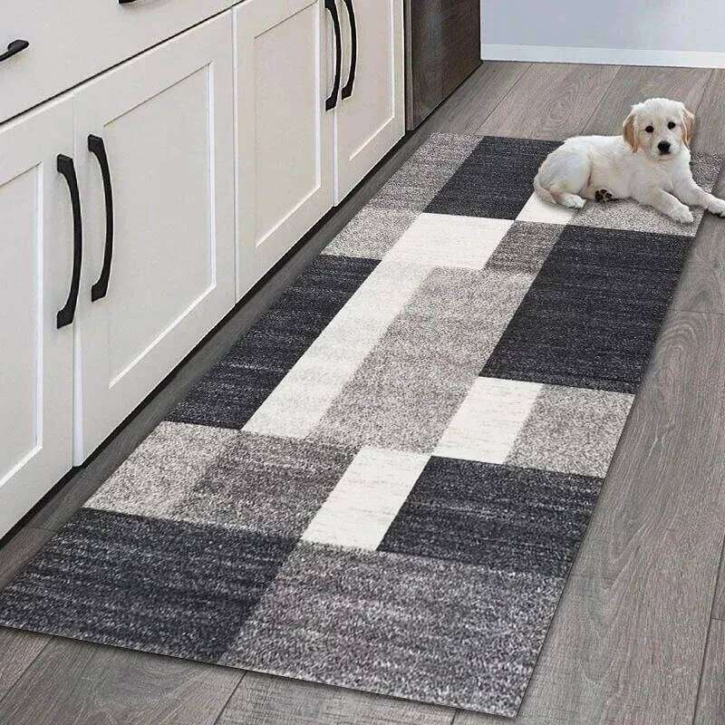 Non Slip Easy Clean Modern Geometric Patchwork Theme Runner Mat Minimalist Pattern Rug for Kitchen Hallway Home Decor H260227