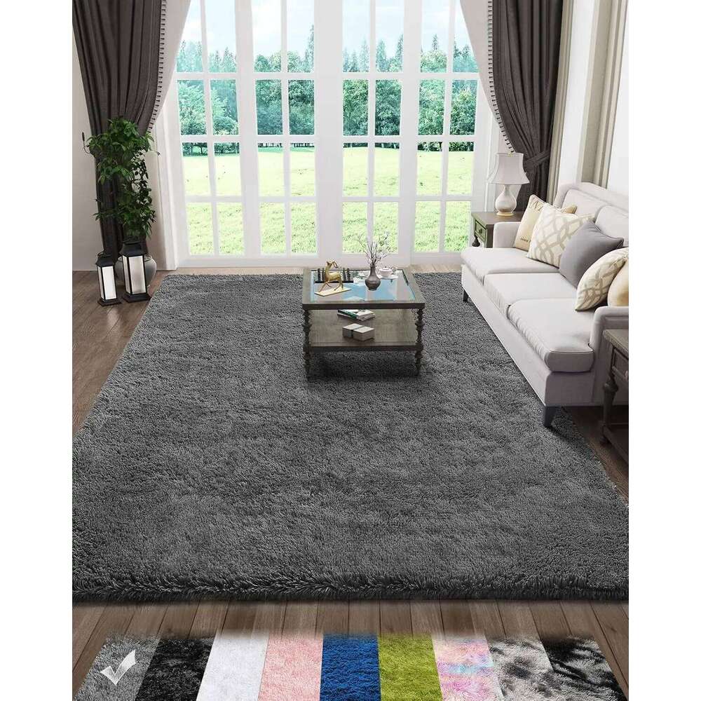 VIKAMA Modern Simple Tie-Dyed Plush Bedroom Living Interior Floor Mat Home Decoration Children's Room Soft Carpet H260226