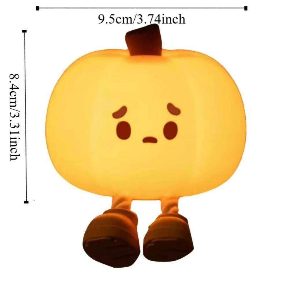 Silicone Halloween Night USB Charging Adjustable Brightness LED Pumpkin Timing Soft Desktop Light Kids Z260227