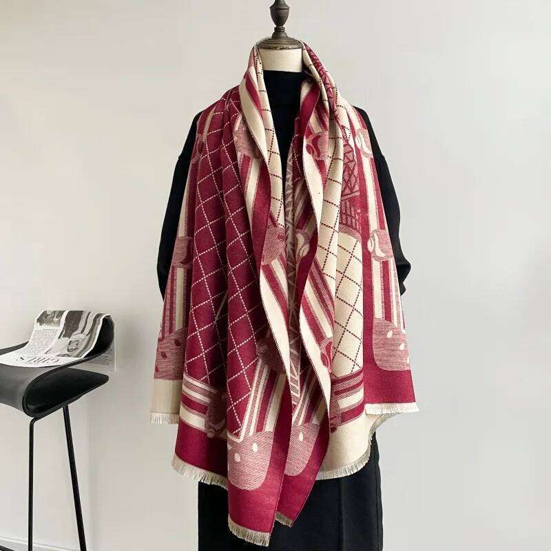 Luxury Eiffel Towe Warm Poncho Cashmere Scarf Women Winter Shawl Wraps Female Thick Pashmina Blanket Bufanda Travel Echarpe Z260226
