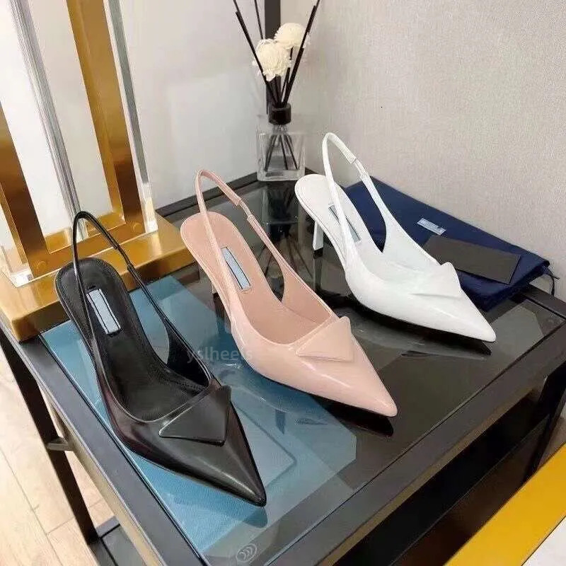 Designer Shoes Stiletto Heel Triangle Decor Kitten Heels Slingbacks Dress Shoes luxury Lady Slingback Pointed Toe Ankle Strap netting Holiday Party High Heels