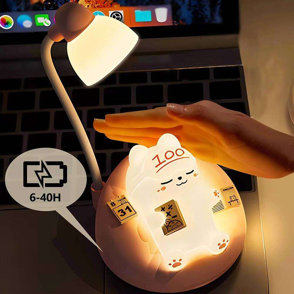 LED Desk Lamp Mini Cat Dimming Reading 3 Lighting Mode USB Rechargeable Bedside Nightlight Cute Portable Night Light Gifts Z260227