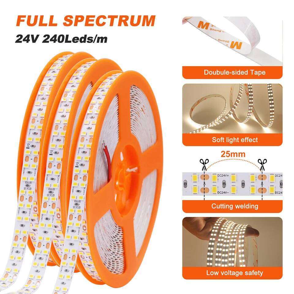 LED Strip Light RA98 5mm 8mm PCB 5m 10m 24V 2835 120 240 LEDs Flexible Adhesive Tape 2700K 3000K 3500K 4000K 5000K 6000K Decor Z260226