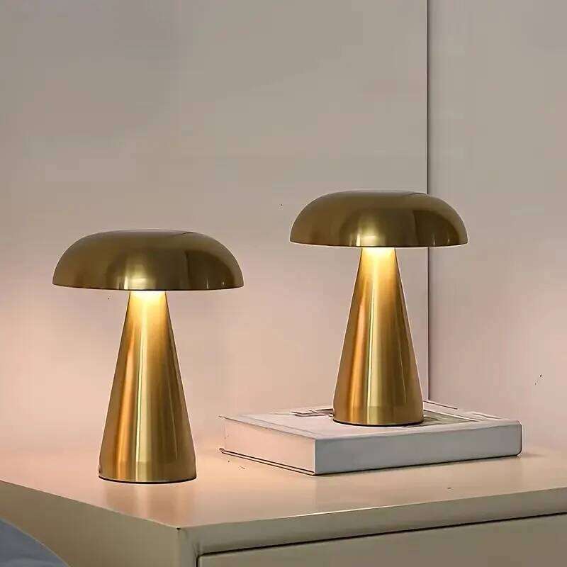 Retro Mushroom LED Table Touch Sensor Bedside Lamp Rechargeable Reading Lights For Bedroom Restaurant Bar Decor Lighting Z260227