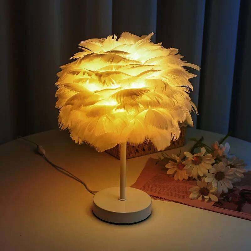 Nordic Decorative Table Bedroom Bedside High Sense & B Creative Ins Girl Heart Feather Lamp Light Luxury Z260227