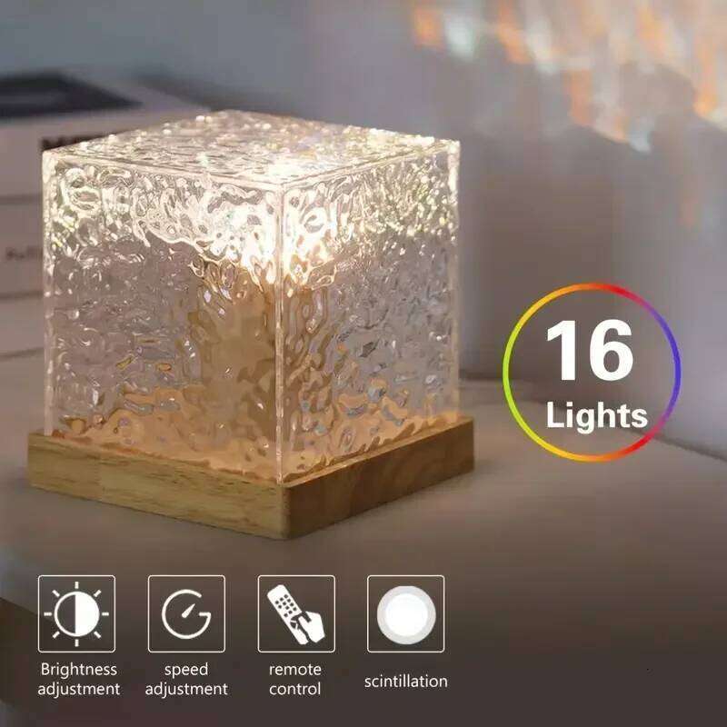 Wave Projector Light Ocean Lava Lamp Luminorthe Northern Lights Cube w/16 Colors,Dynamic Ripple Effect,Living Room Z260227