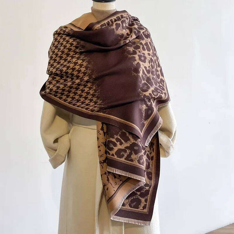 Elegant Jacquard Design Imitation Cashmere Soft Warm Fringe Shawl Autumn Winter Coldproof Windproof Blanket Scarf Z260226