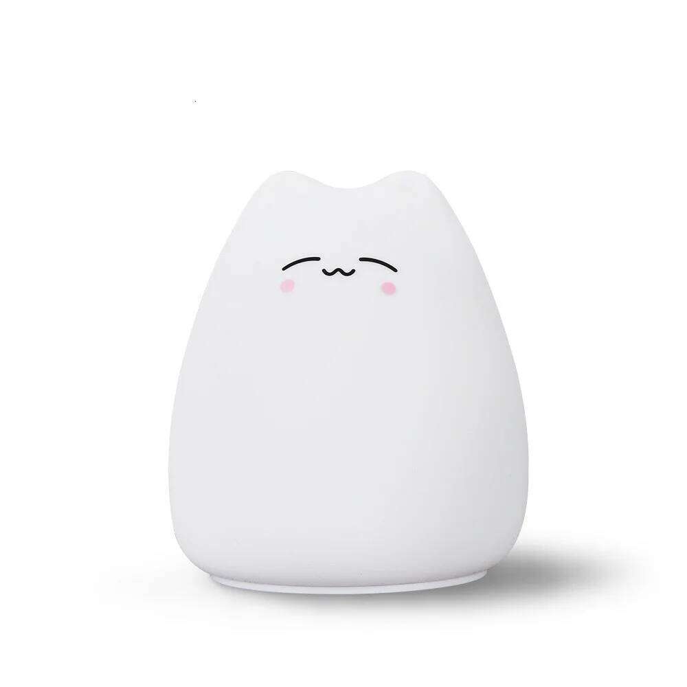 Papai Cute Cat Lamps Creative Silicone Colorful Ambient Mini Gift Dry Battery Night Light Z260227