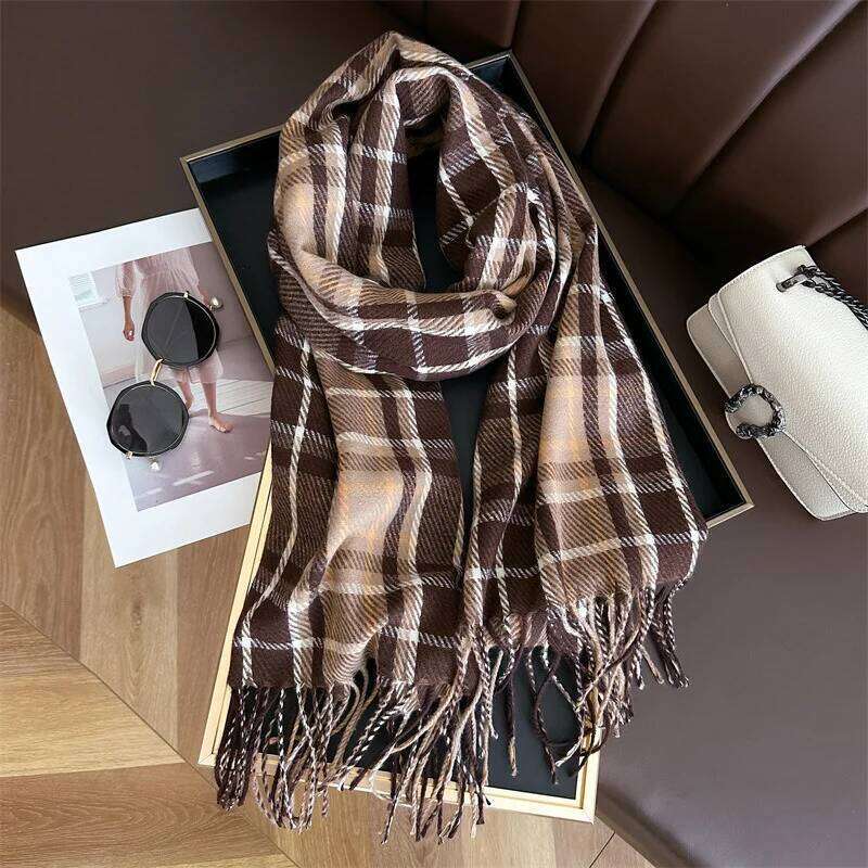 New Fashion Cashmere Scarf Warm Winter for Women Wraps Shawls Neckerchief Pashmina Foulard Blanket Stripe Z260226