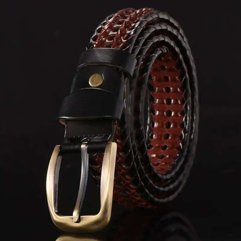 women Braided Men's Woven Belt Luxury Genuine Leather Cow Straps Hand Knitted Men For Jeans Girdle Male belts Z260226