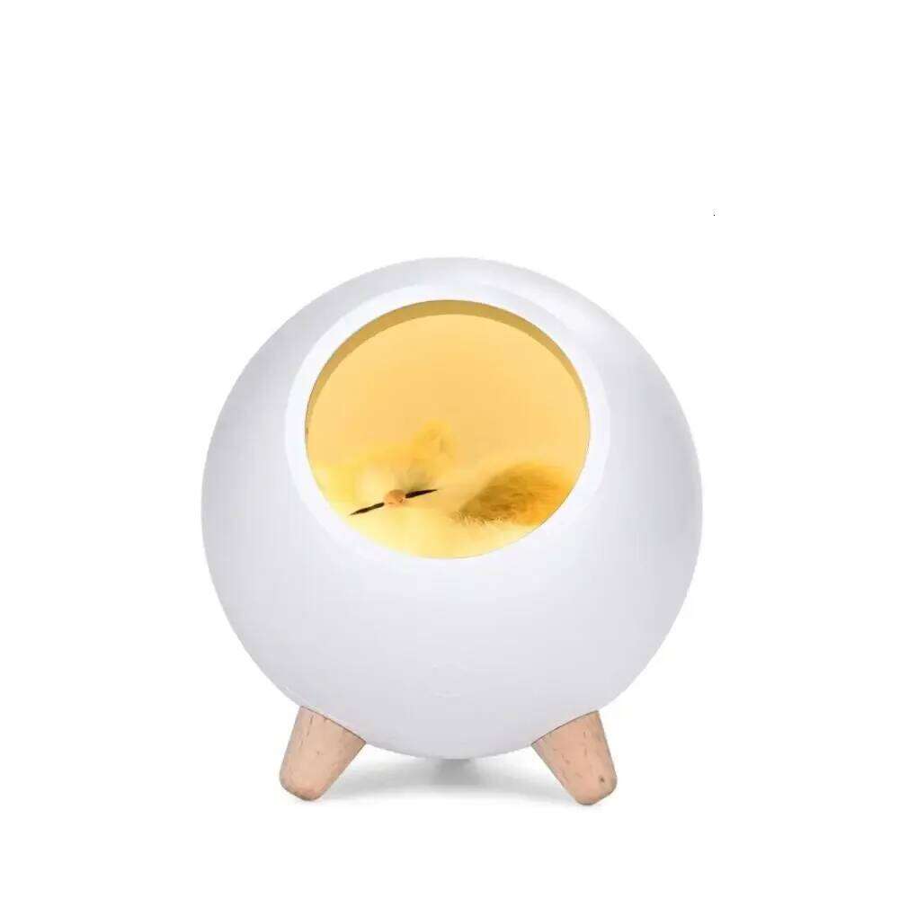 Little Cute House Night Light Kitten Bed With Sleeping USB Charging Touch Atmosphere Pet Cat Lights Z260227