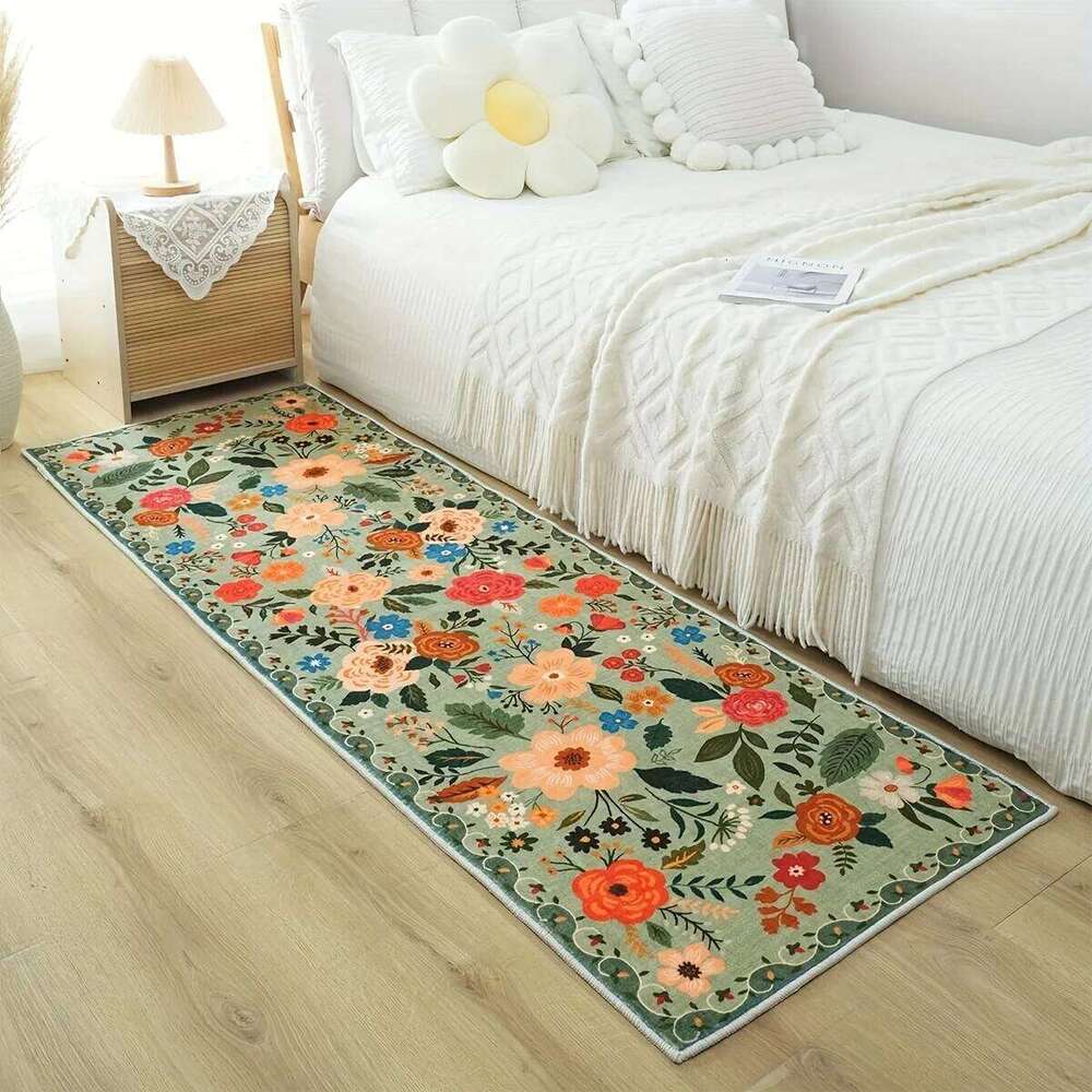 VIKAMA Garden Flower Anti-Slip Mat, Living Room Headboard Hall Kitchen Carpet, Home Decorations H260226