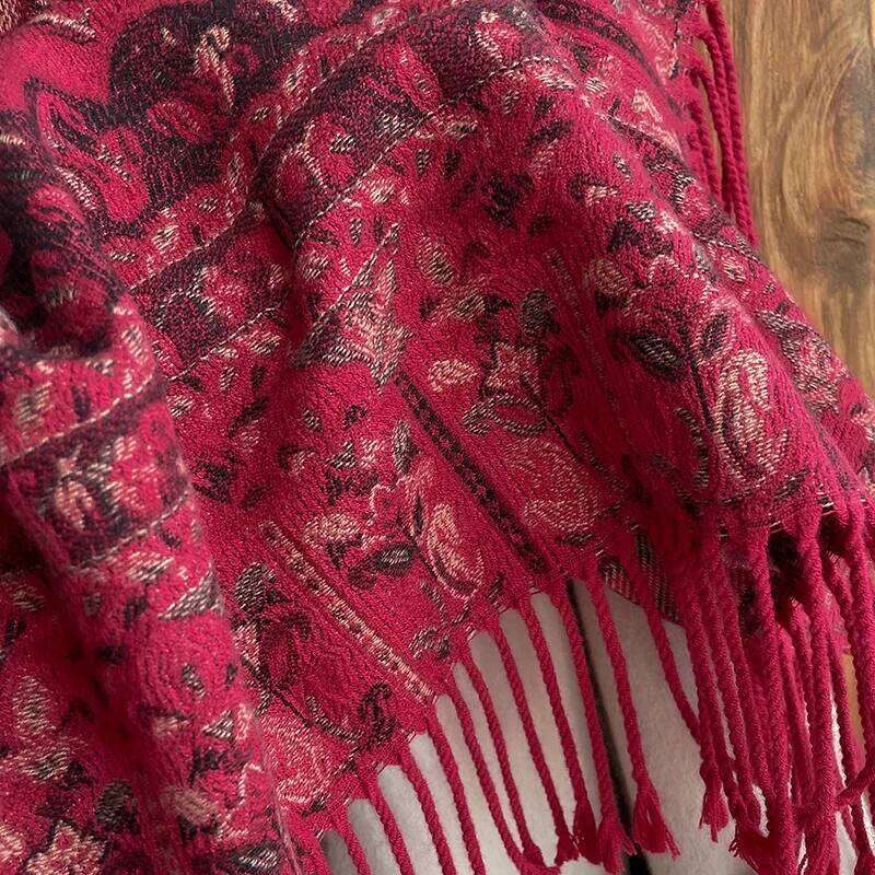 Winter Warm Cashmere Women Paisley Jacquard Scarf Travel Bohemia Style Thicken Tassel Shawl Hijab Wrap Pashmina Floral Z260226