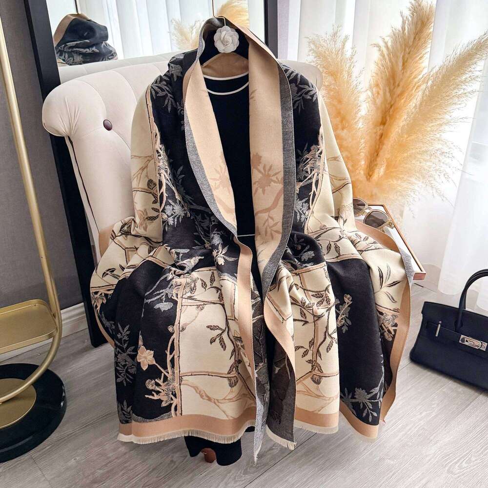 Autumn Winter Faux Cashmere Scarf for Women - Warm Neck-Care Shawl Wrap, New Jacquard Design, Convertible to Blanket Z260226
