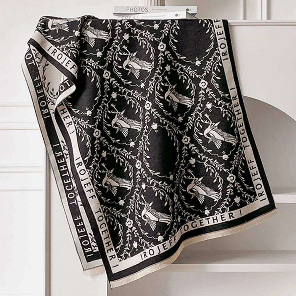 New Women Fashion Brand lotus Scarf Luxury Autumn Winter Warm Double-sided Shawls Jacquard Scarve Pashmina Mujer Foulard Bufanda Z260226