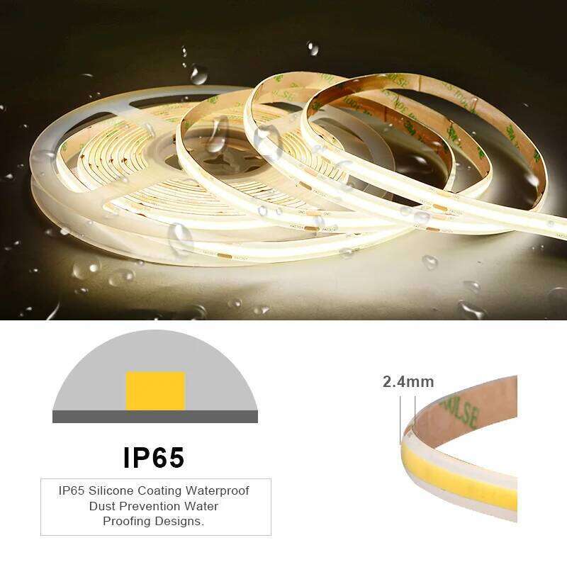 IP65 Waterproof COB Strip Light 480LEDs/m Flexible LED Ribbon Tape 3000K-6500K DC24V Linear Dimmable Home Decor Lighting Z260226