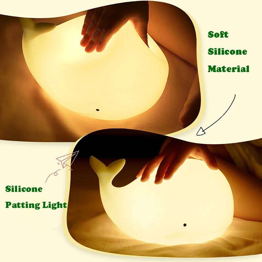 7 colors Night Light Cute Whale Animal Silicone USB Rechargeable Nightlights Room Decorations Table LED Lamp Gifts For Children Z260227