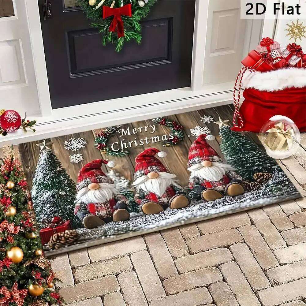 VIKAMA Christmas Elf Snowflake Carpet Entrance Living Children's Room Holiday Mat Home Decoration H260226