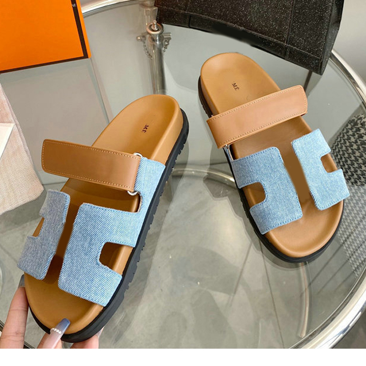 Designer chypresandal Woman men shoes unisex home slide slippers high quality leather denim flip flopss classic fashion summer casual wear beach sandals RS9902